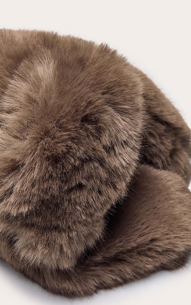Mocha Faux Fur Trapper Hat image 3