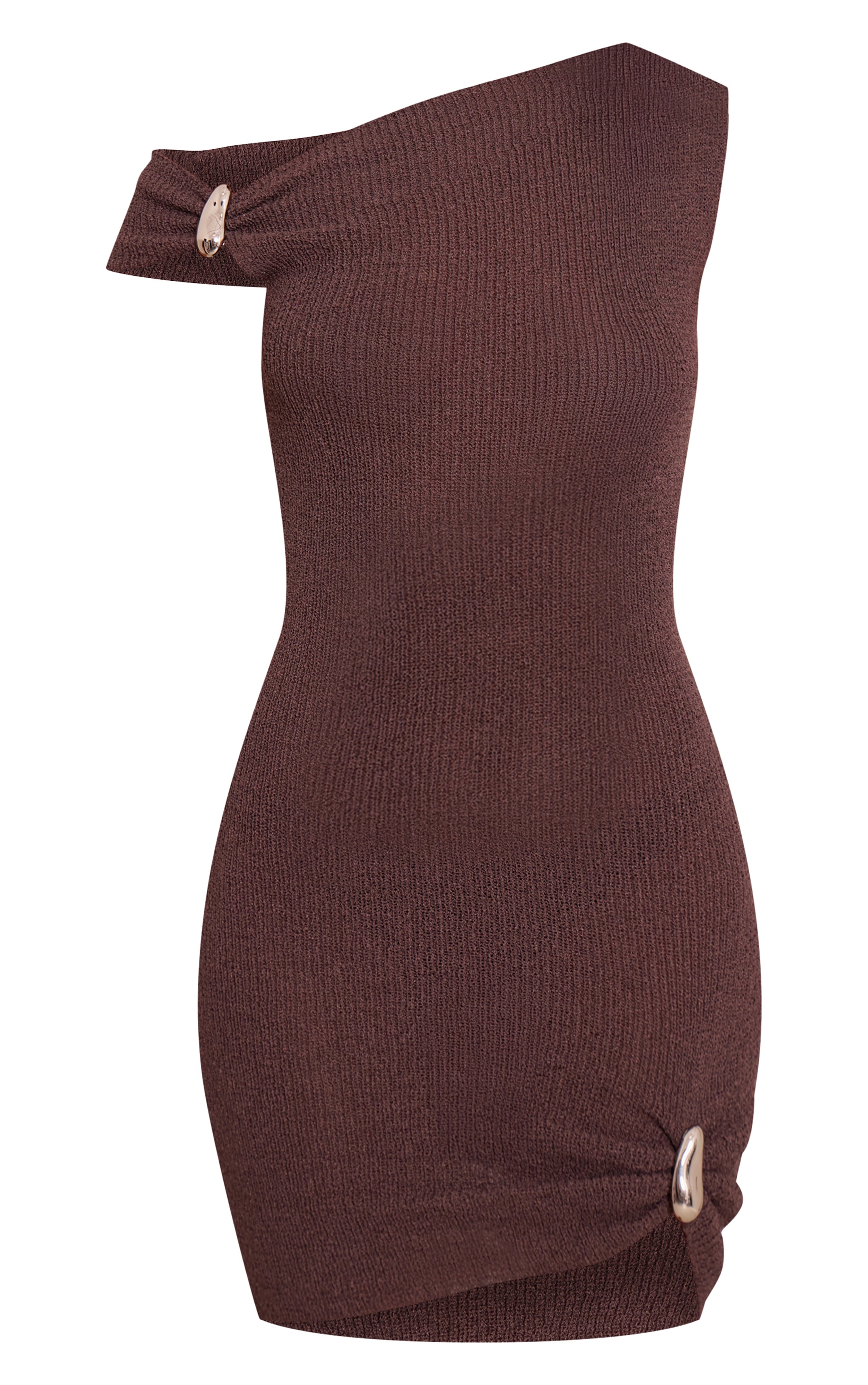 Tall Chocolate Trim Detail Asymmetric Mini Dress image 5
