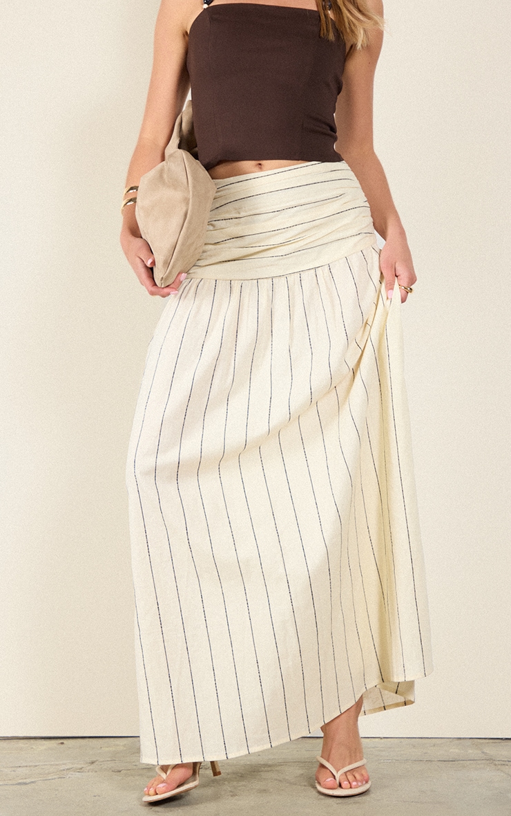 Stone Stripe Cotton Ruched Waist Maxi Skirt image 2