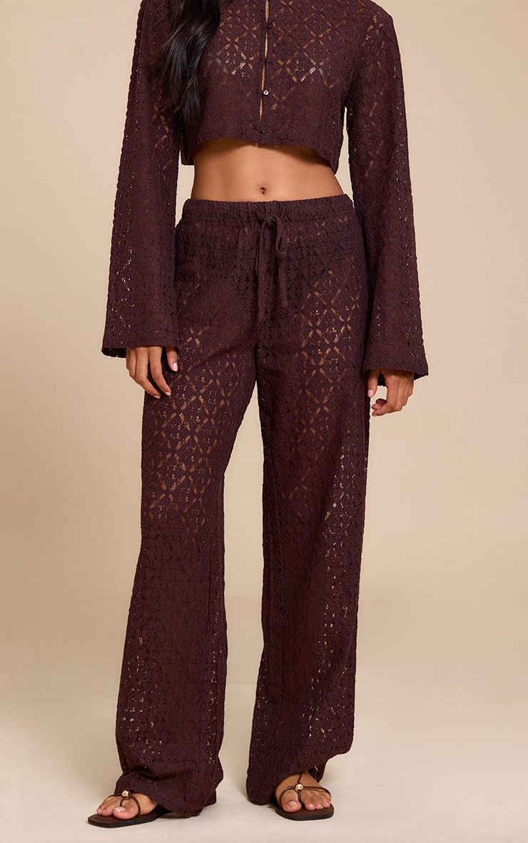 Brown Lace Straight Leg Pant image 1