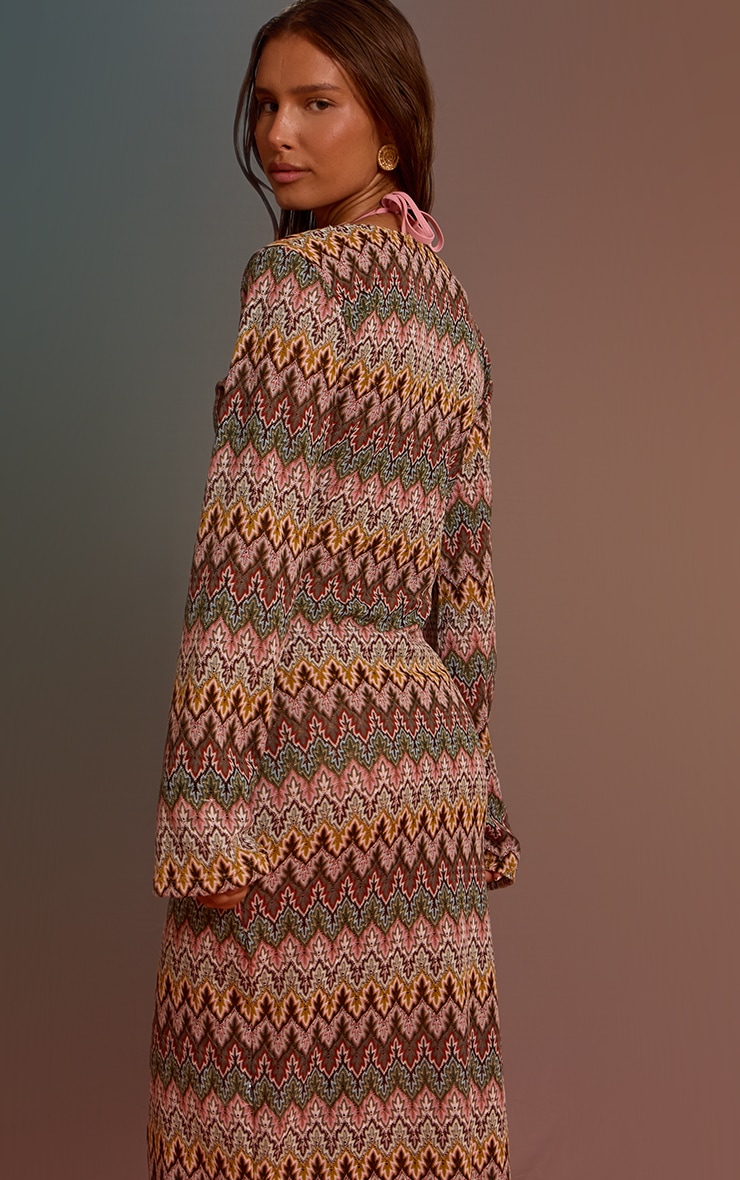 Multi Jacquard Long Sleeve Beach Maxi Dress image 2