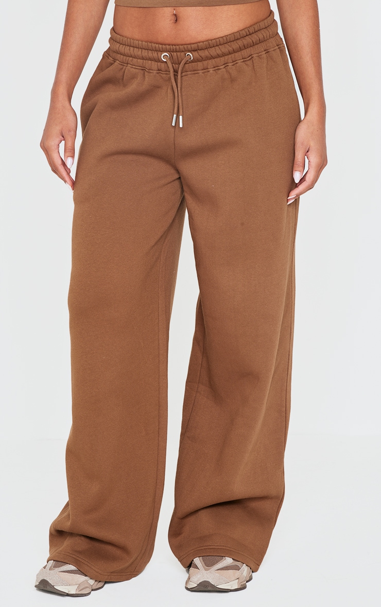 PRETTYLITTLETHING Taupe Embroidered Wide Leg Sweatpant image 2