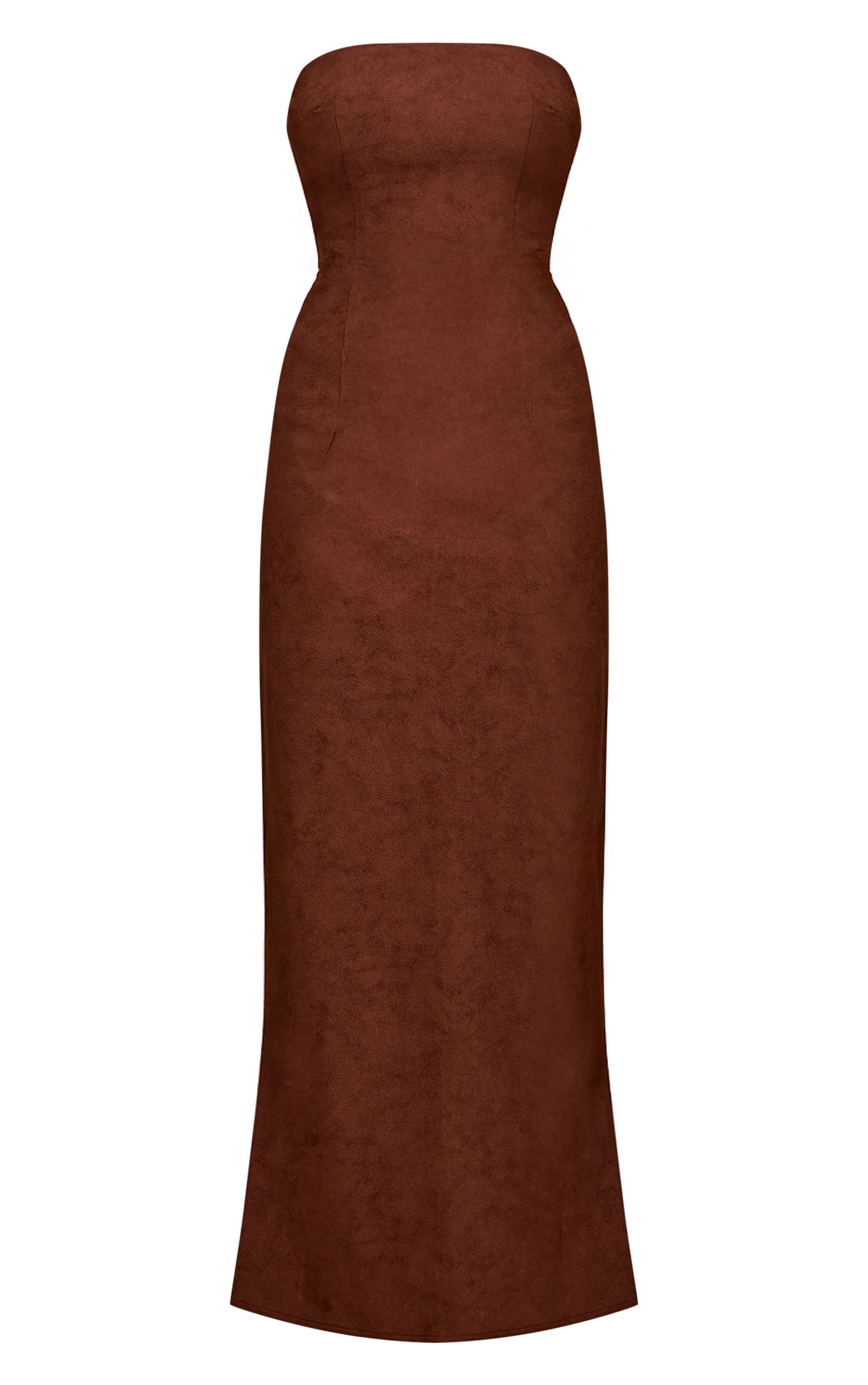 Chocolate Faux Suede Bandeau Maxi Dress image 5