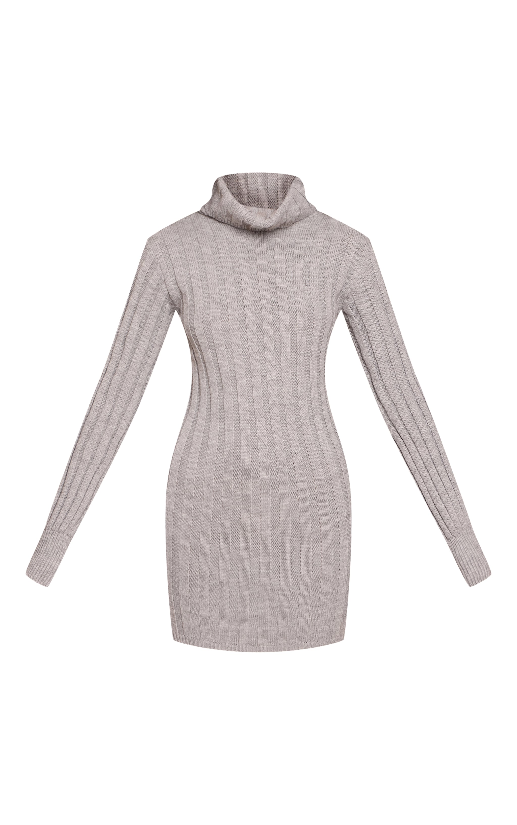 Grey Knitted Roll Neck Sweater Dress image 5