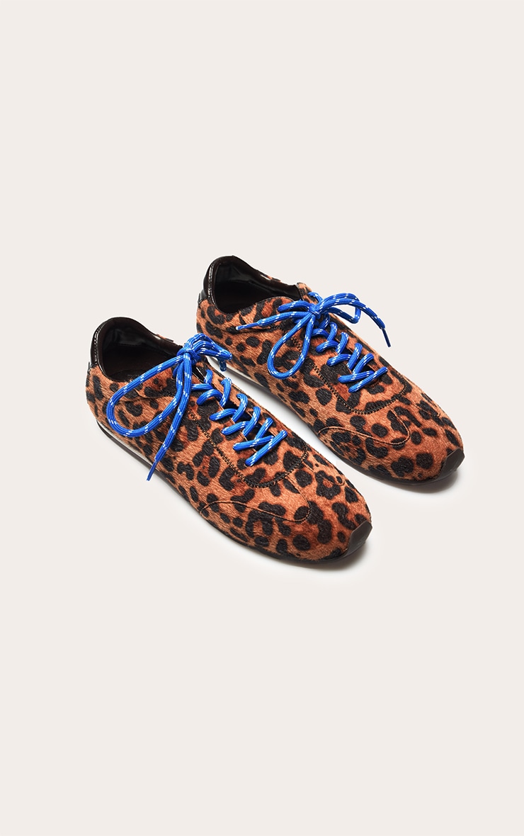 Leopard Pony Hair Contrast Lace Trainers