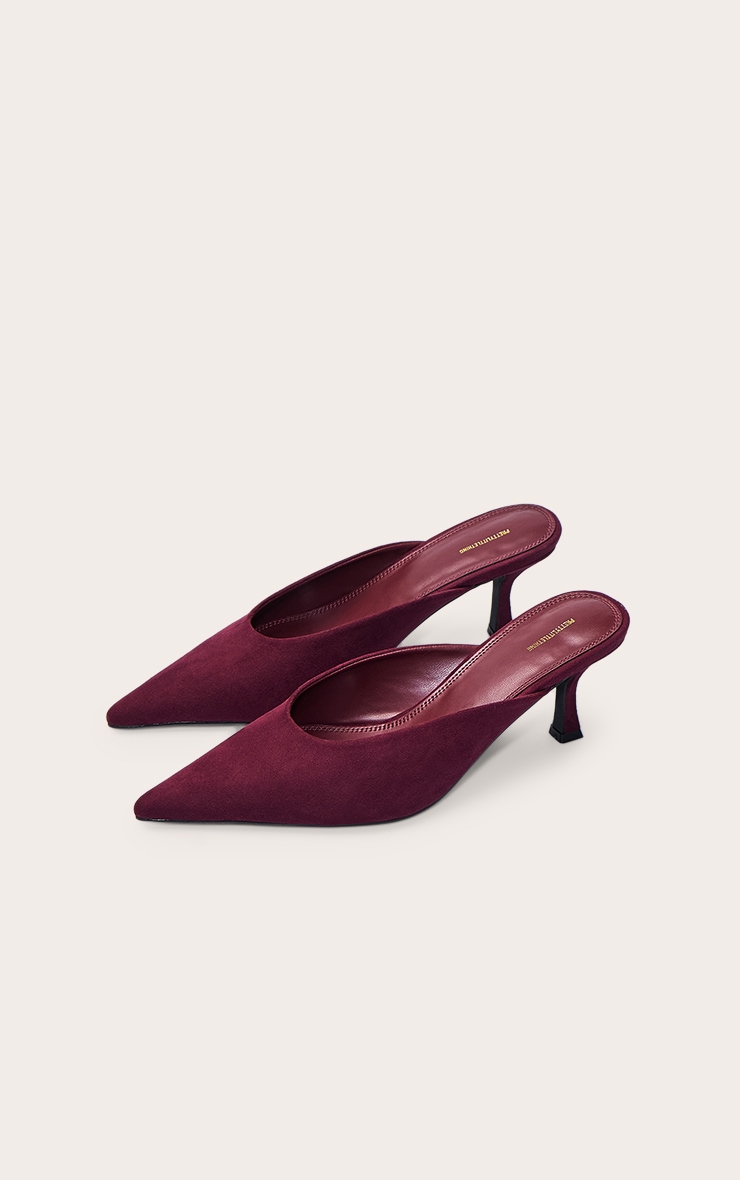Mules en suédine prune à talon kitten image 3
