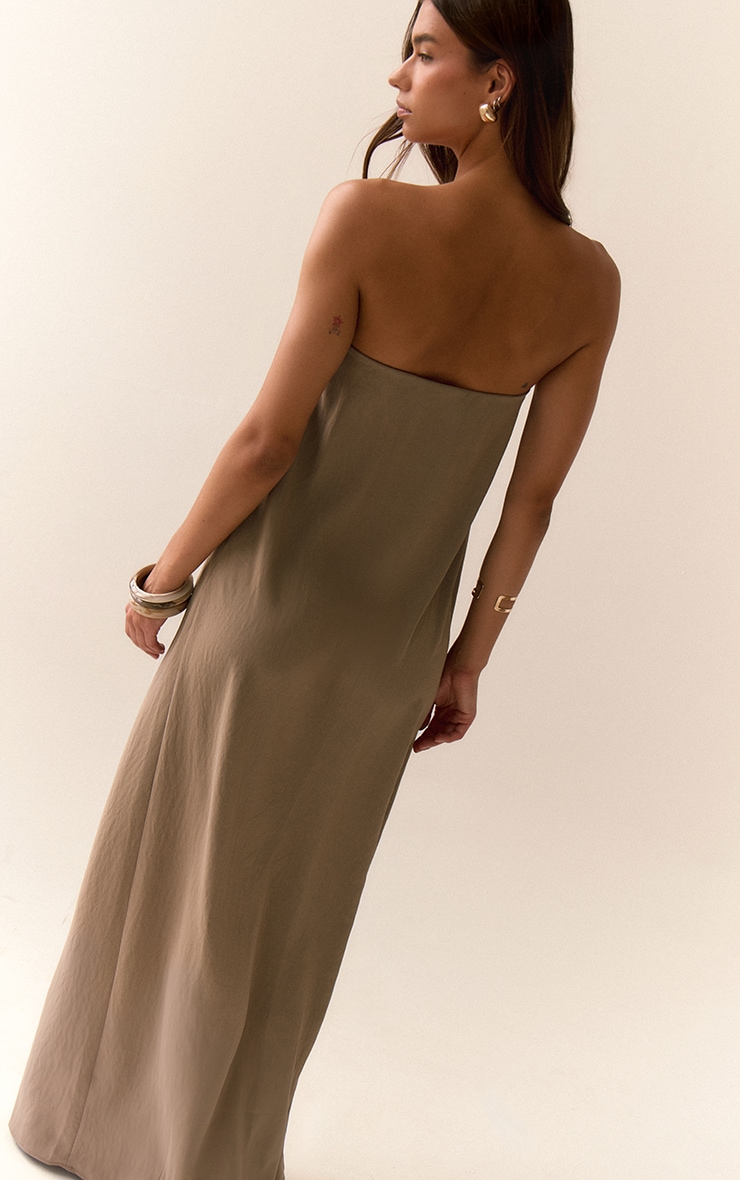 Robe bustier longue fluide tissée gris champignon image 2