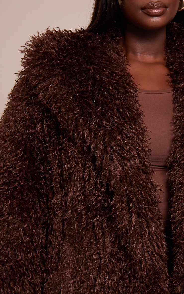 Plus Chocolate Mongolian Fur Midi Coat image 4