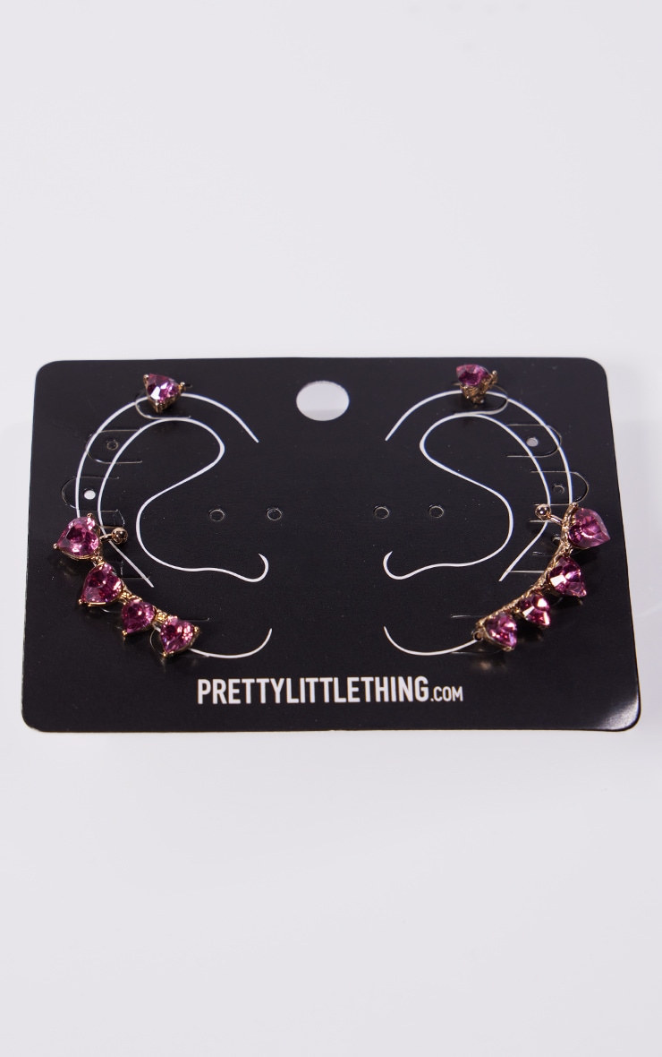 Pink Jeweled Heart Ear Cuff Twin Pack image 3