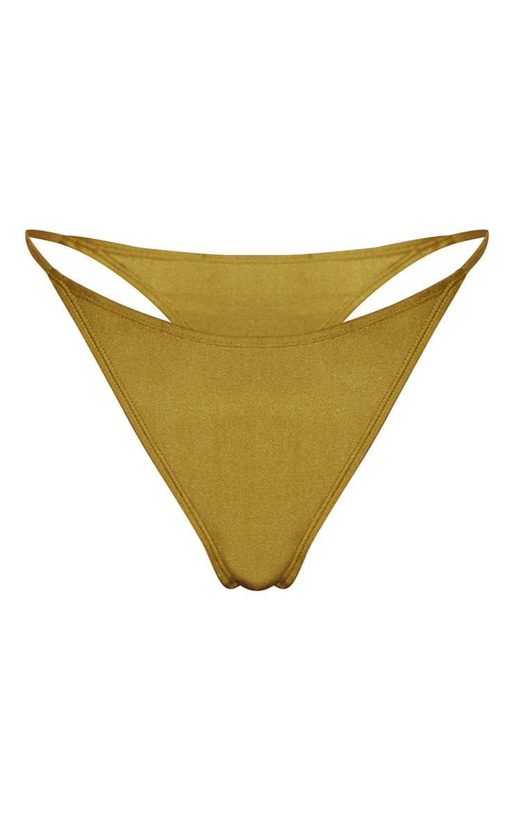 Shiny Olive Mix & Match Thong Bikini Bottoms PrettyLittleThing UAE