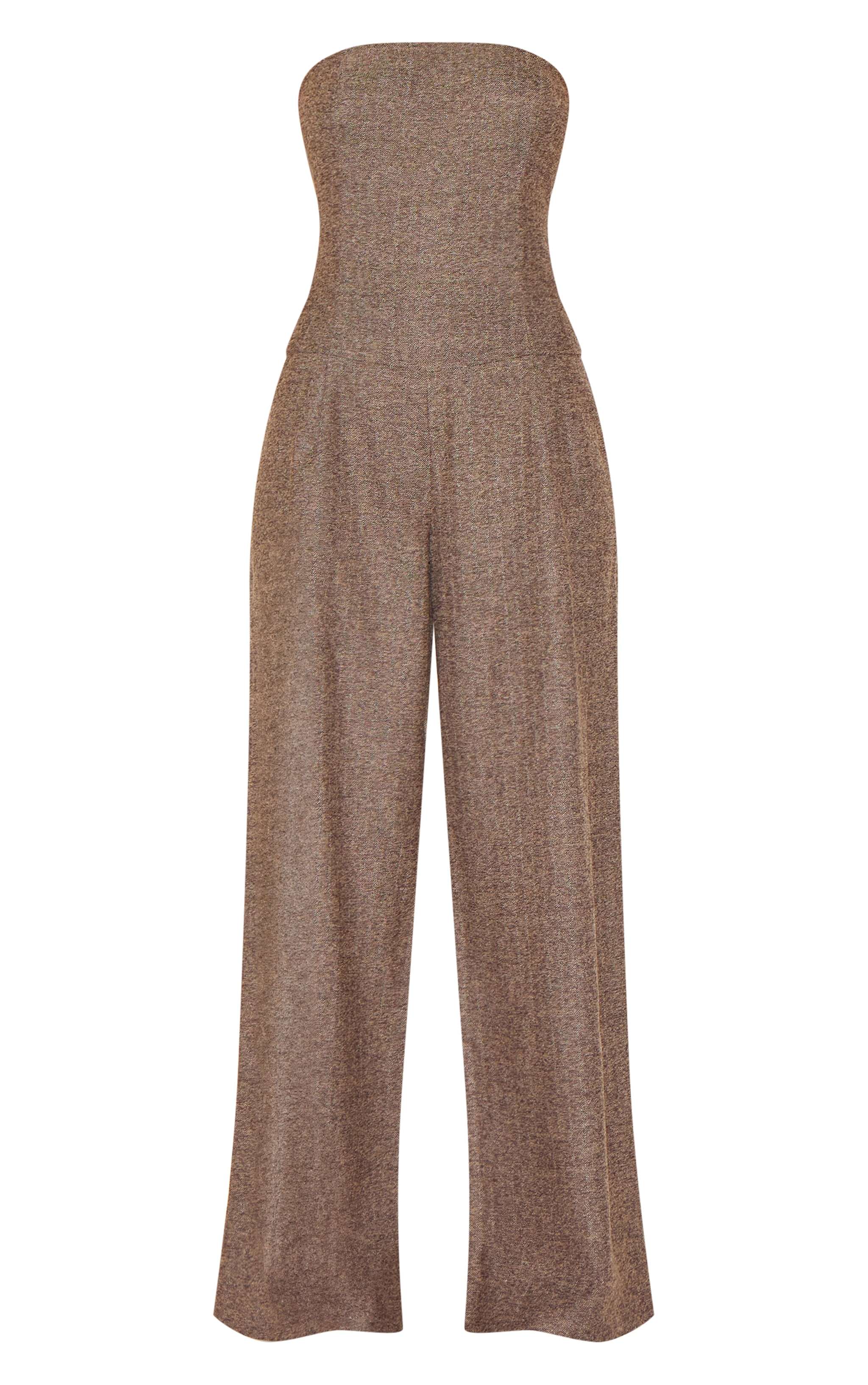 Taupe Tailored Herringbone Bandeau Wide Leg Jumpsuit image 2