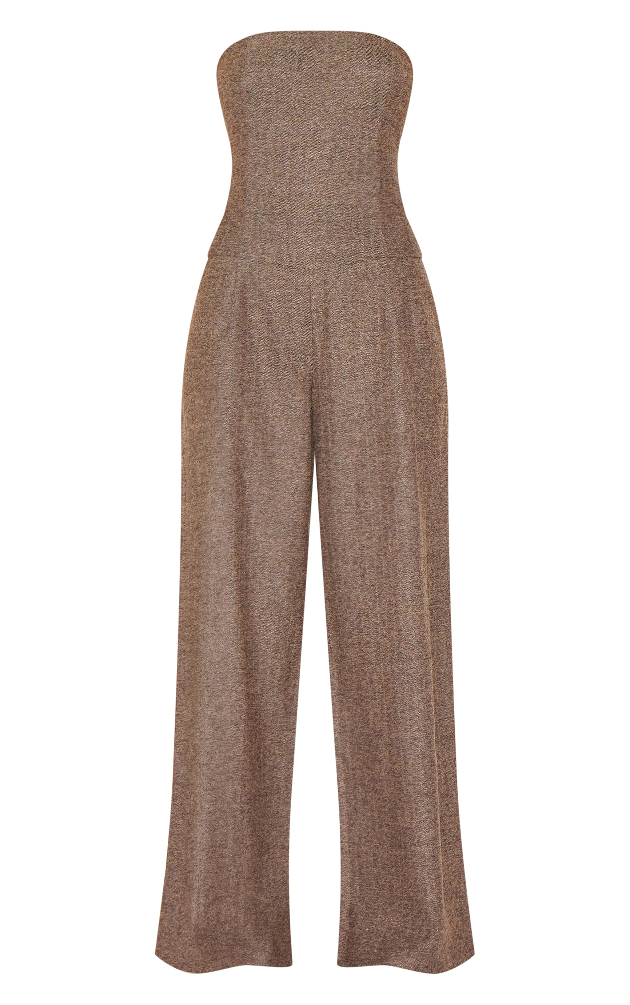 Taupe Tailored Herringbone Bandeau Wide Leg Jumpsuit image 5