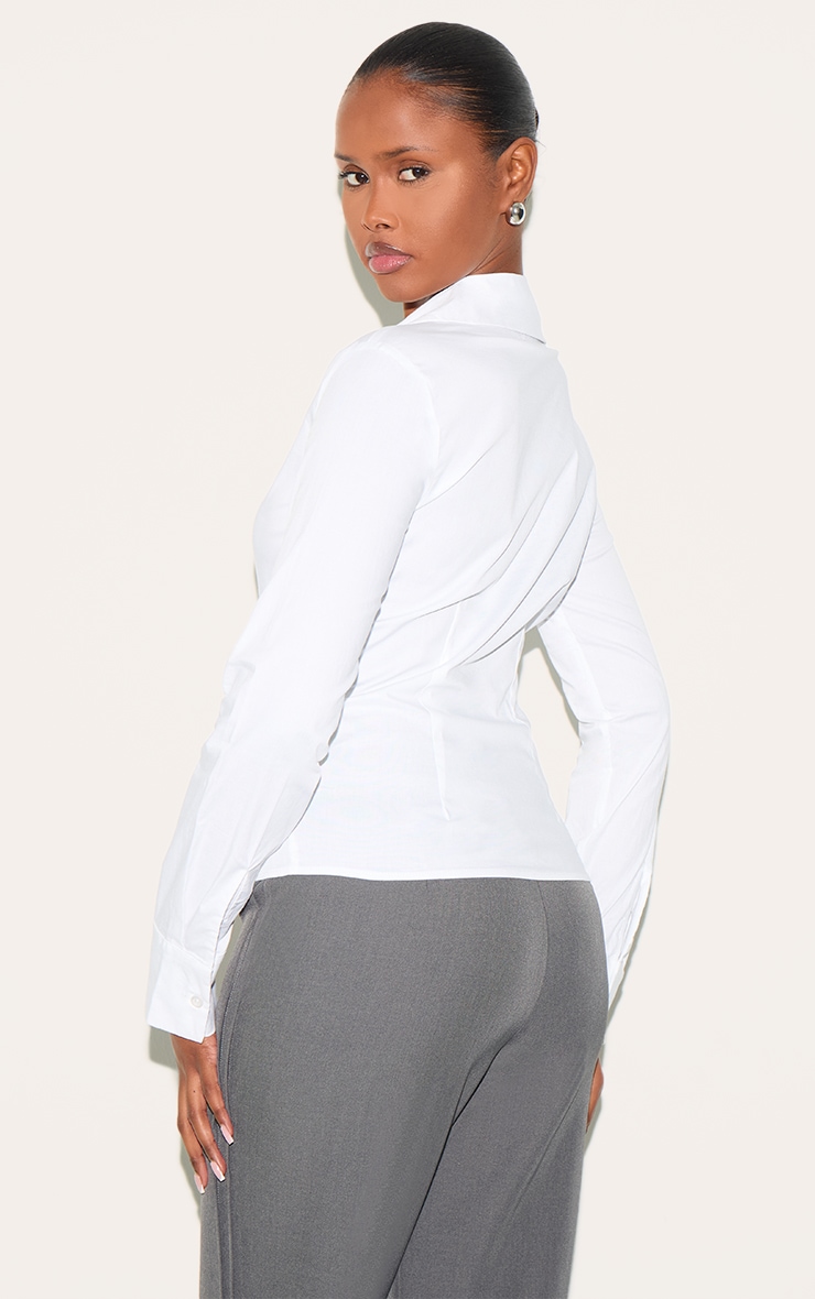White Fitted Long Sleeve Shirt image 2