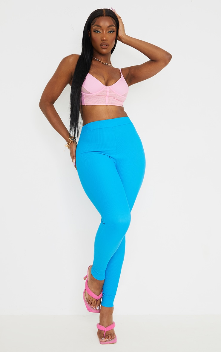 Bright Blue Power Stretch Rib Leggings image 1