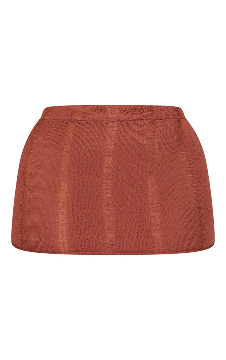 Shape Chocolate Brown Ladder Knit Micro Mini Skirt image 6