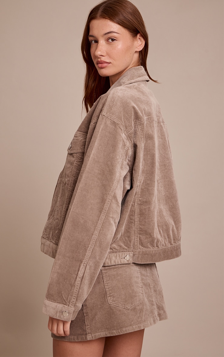 Taupe Cord Classic Boxy Denim Jacket image 2