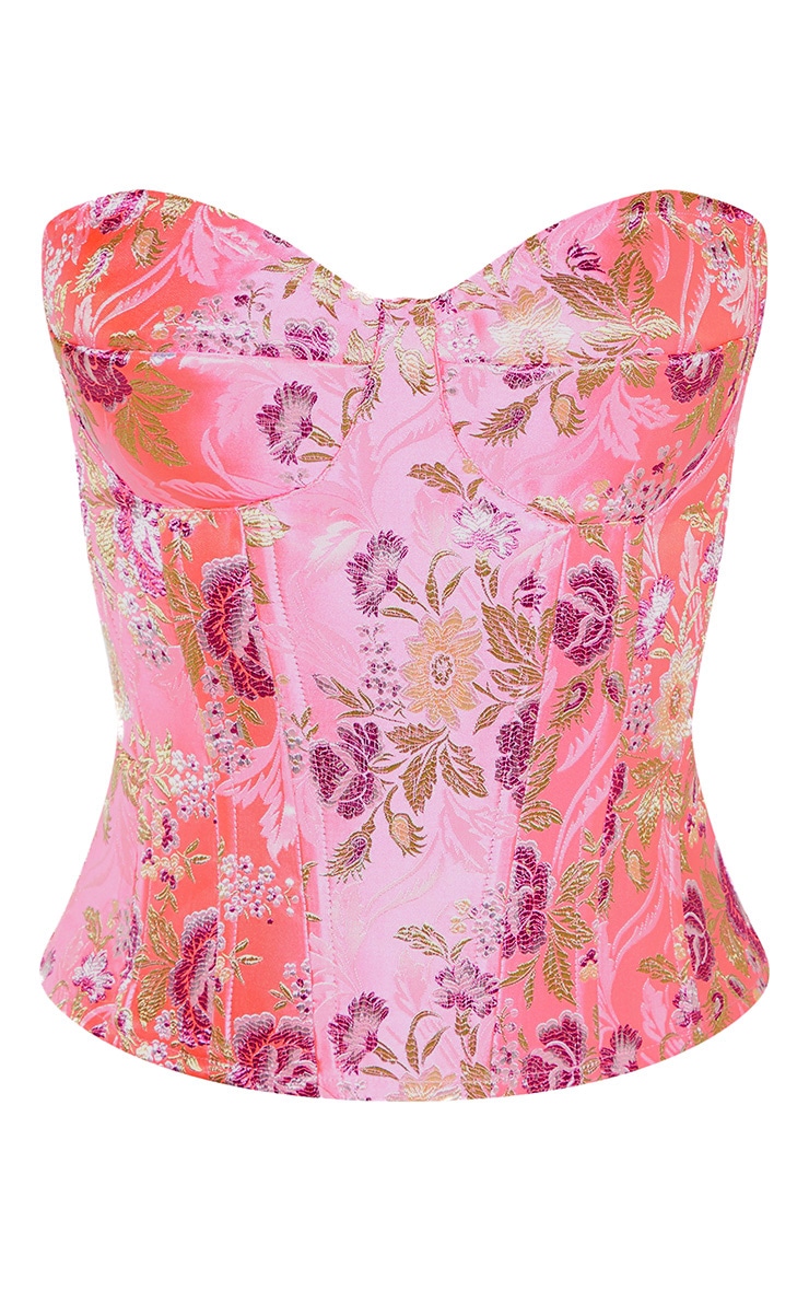 Pink Jacquard Satin Corset