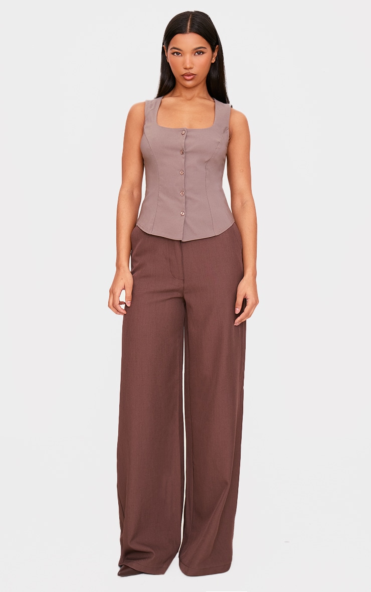 Taupe Square Neck Bengaline Vest image 3