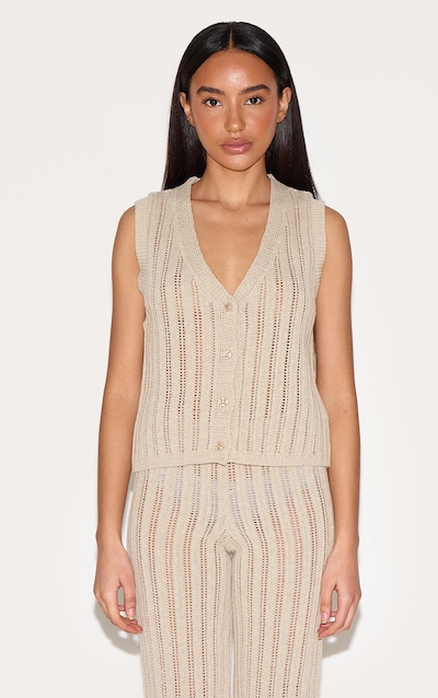 Petite Natural Knitted Sleeveless Vest