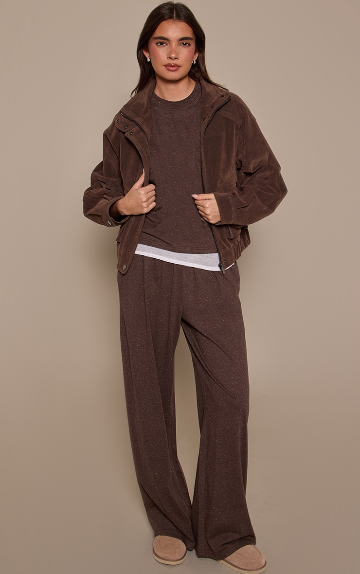 Dark Brown Speckled Elasticated Trousers image 1