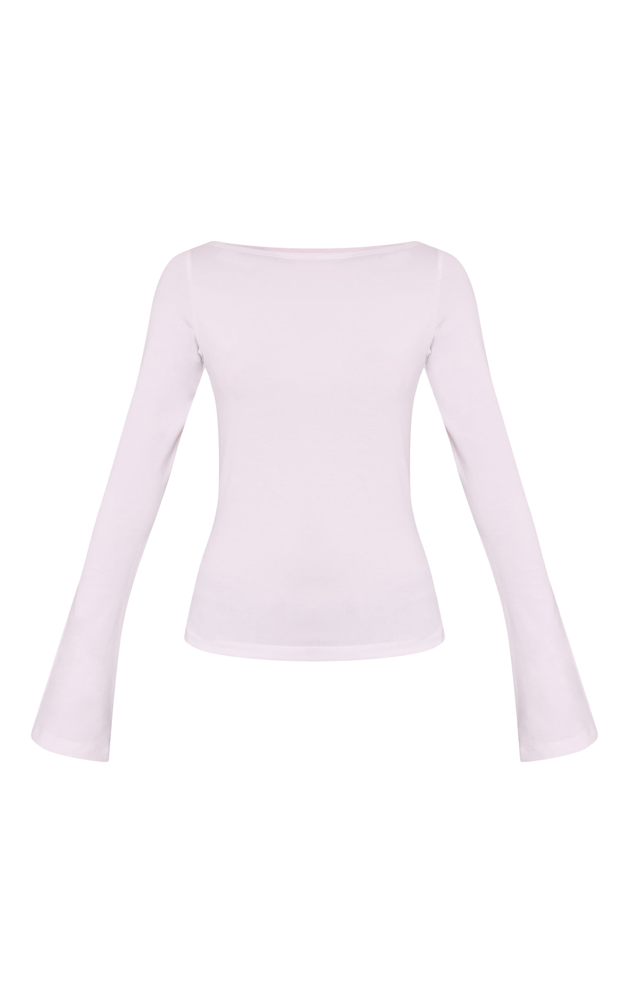 White Soft Cotton Boat Neck Flared Long Sleeve Top image 5
