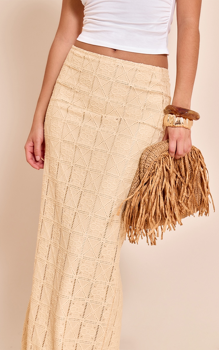 Butter Yellow Crochet Textured Maxi Skirt image 4