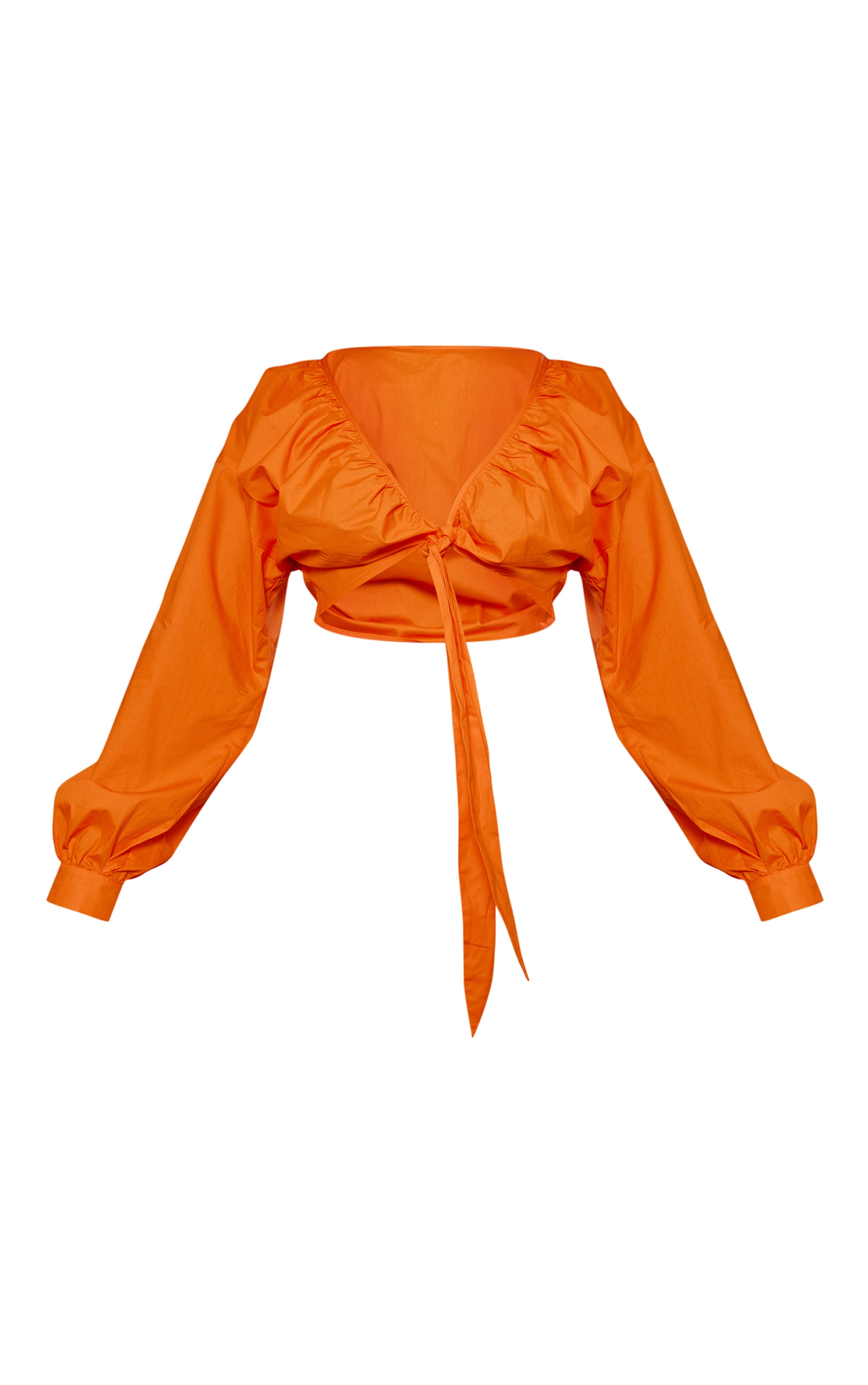 Plus Orange Printed Tie Front Ruched Blouse image 5