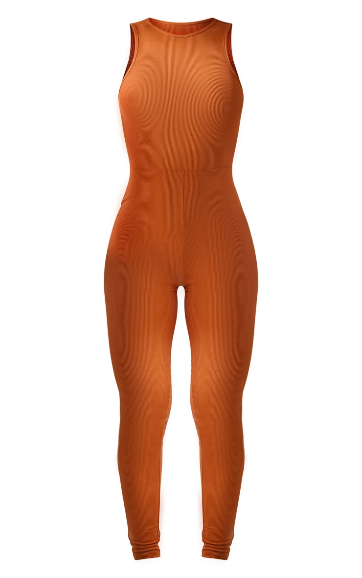 Rust Racer Rib Jumpsuit image 1