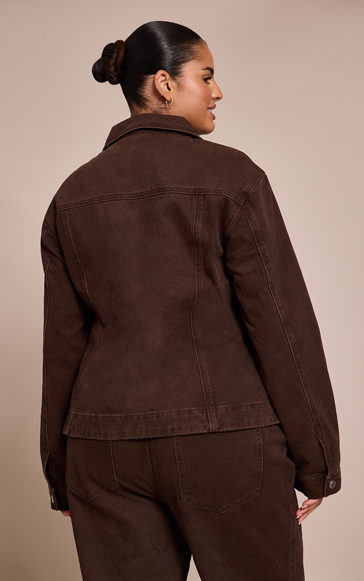 Plus Dark Chocolate Cinched Waist Denim Blazer image 2