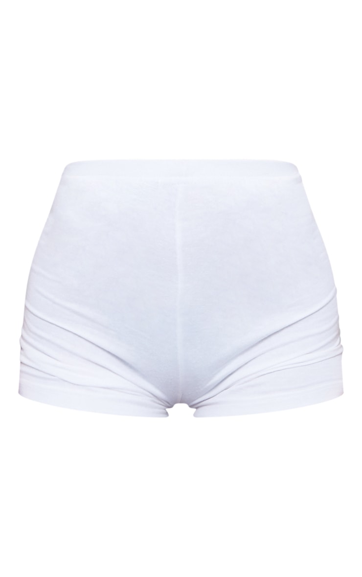 Basic White Cotton Blend High Waist Hot Pants image 6