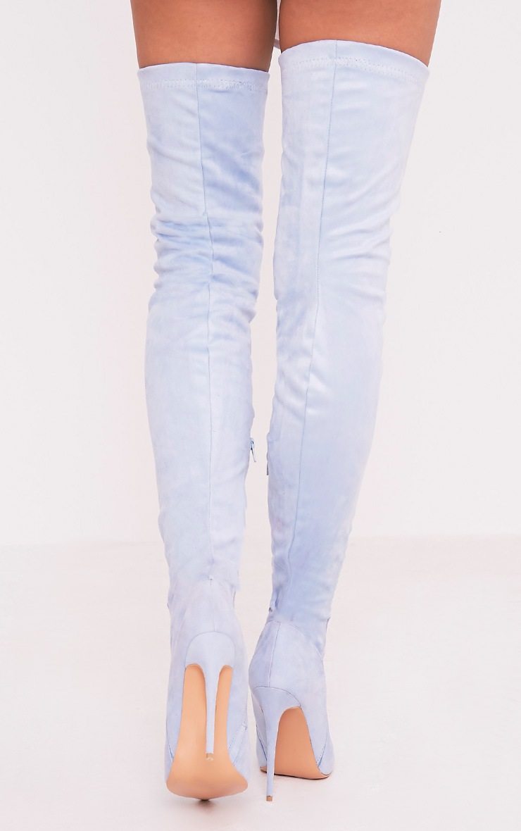 light blue thigh high boots