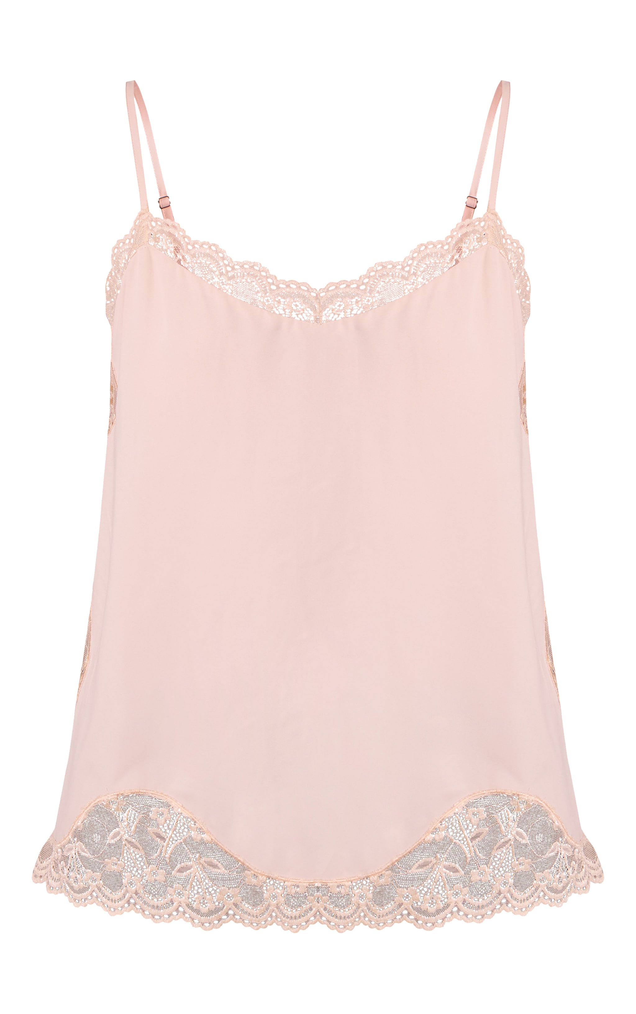 Cream Woven Lace Trim Detail Strappy Cami Top image 5