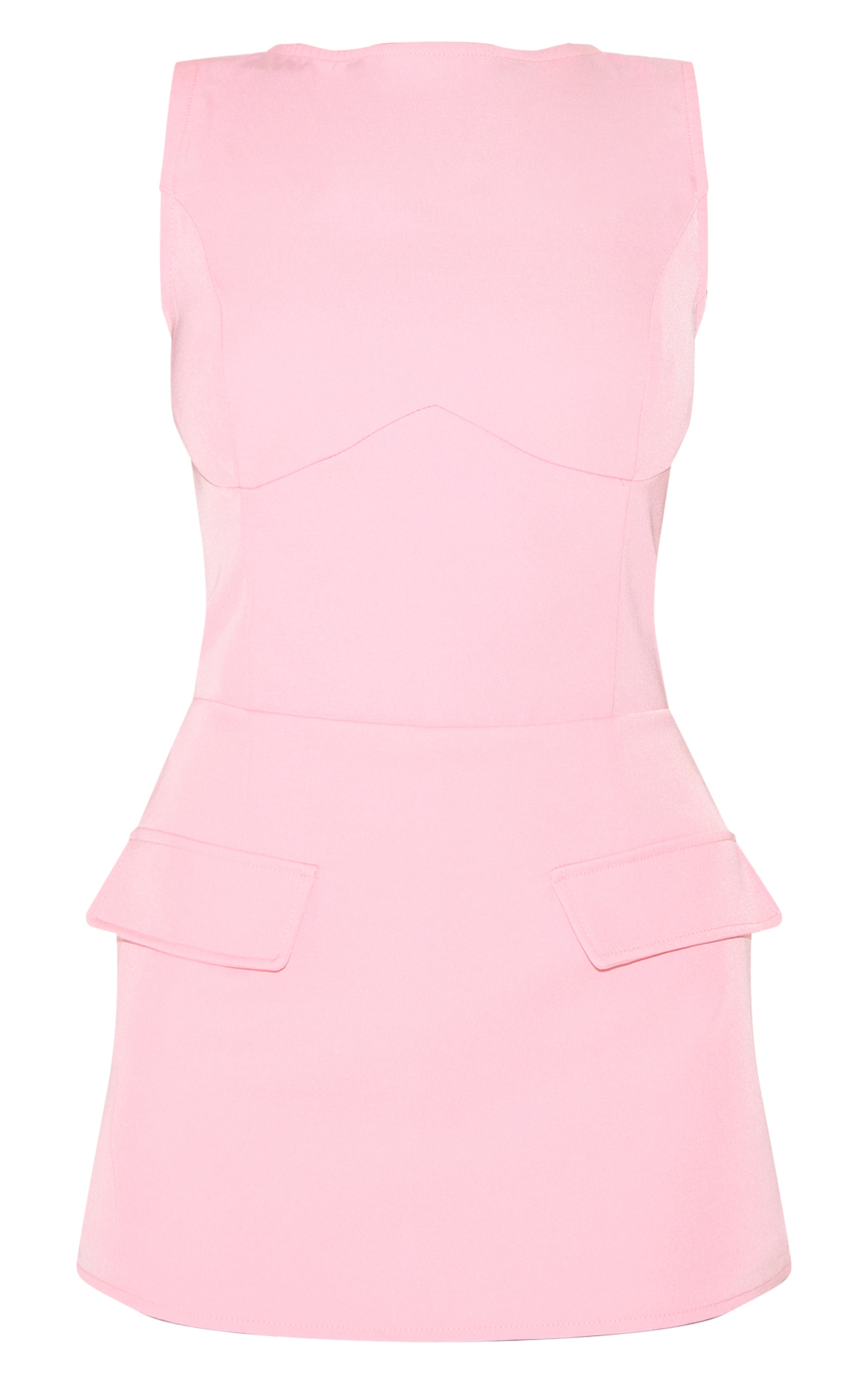 Candy Pink Woven Pocket Detail Sleeveless Skort Romper image 5