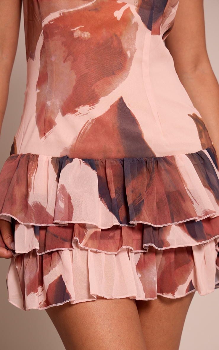 Petite Printed Cowl Neck Ruffle Dress image 4