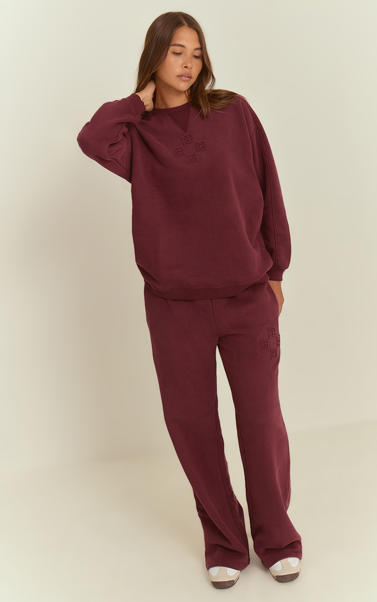 Wine PLT Embossed Crew Neck Sweatshirt image 3