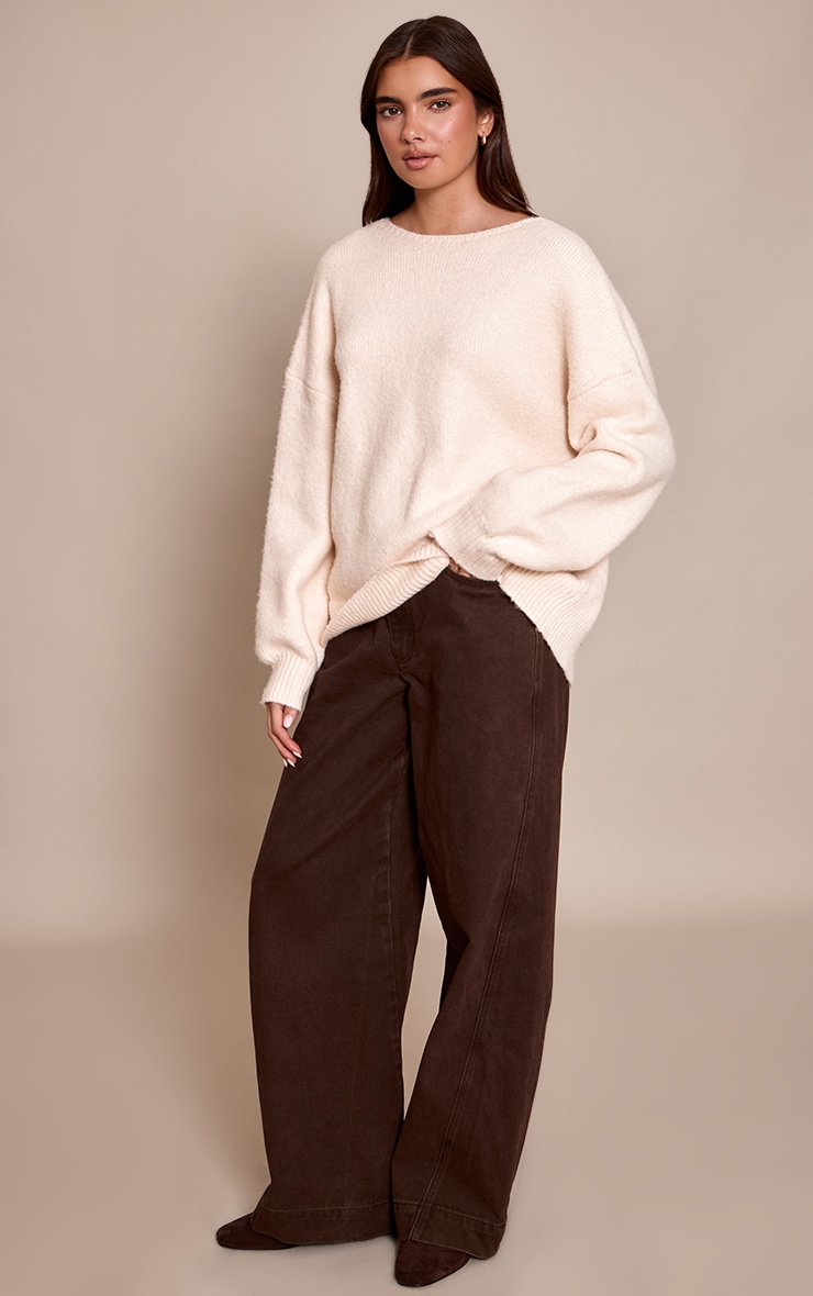 Cream Tie Back Oversized Cardigan  image 3