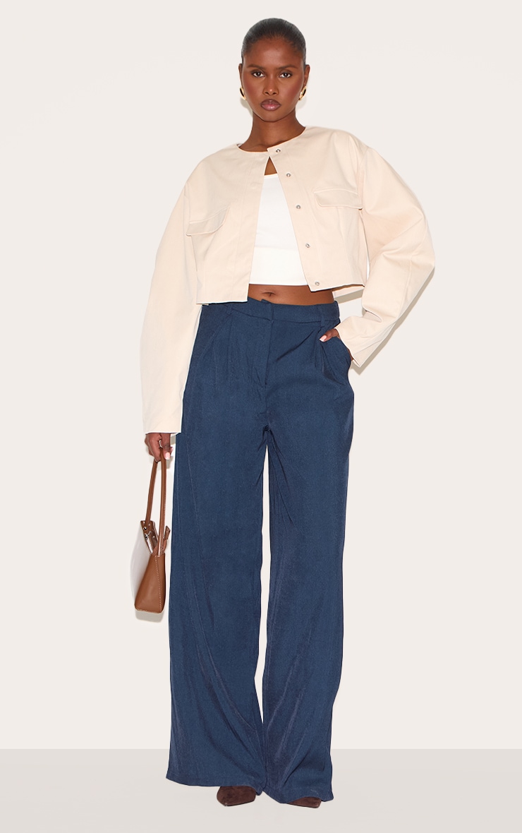 Ecru Cocoon Sleeve Cropped Blazer image 3