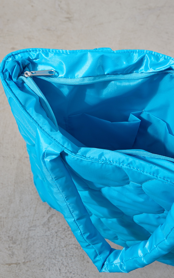 Bright Blue Waved Quilted Tote Bag image 4