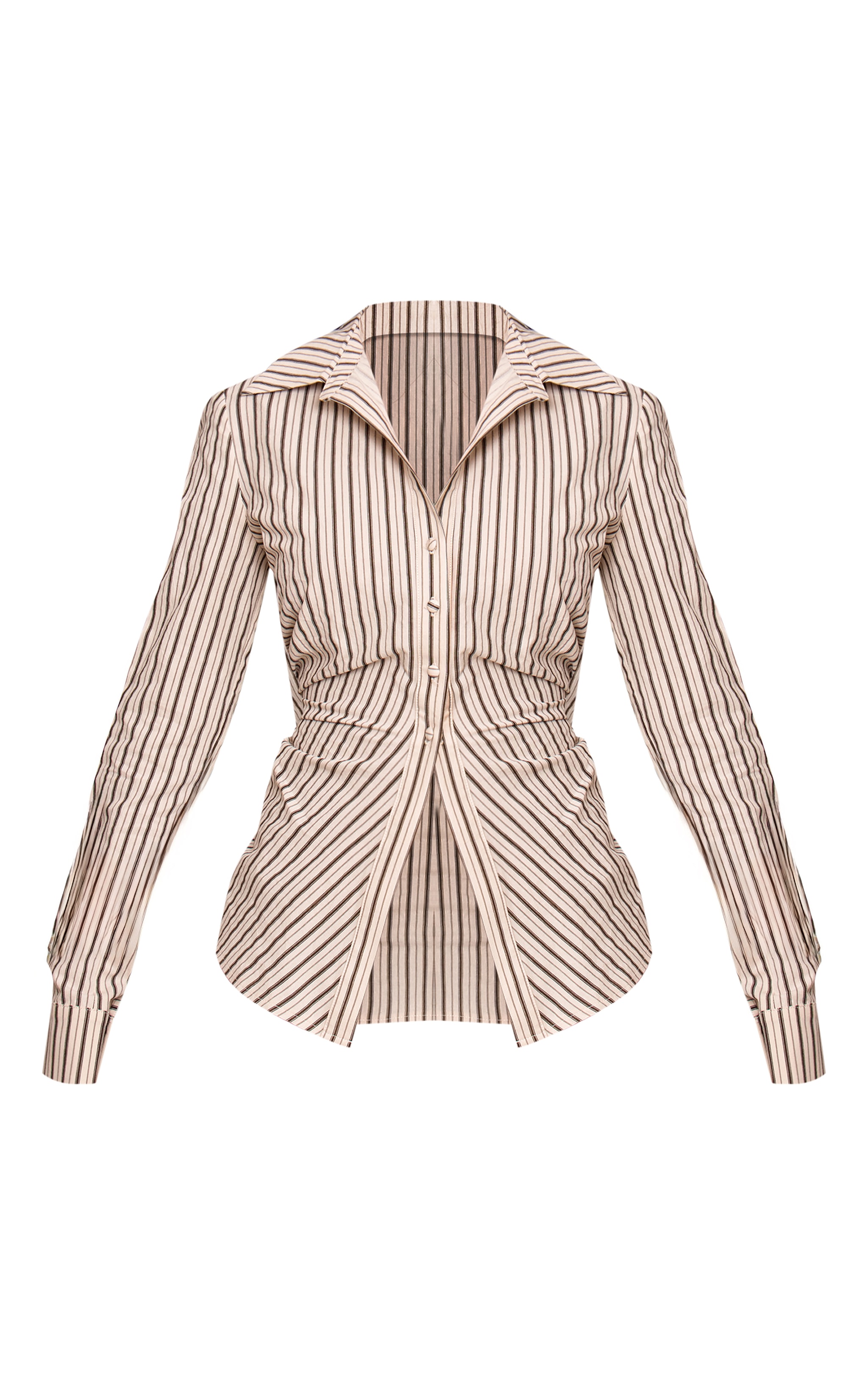 Petite Chocolate Cinched Stripe Shirt  image 5