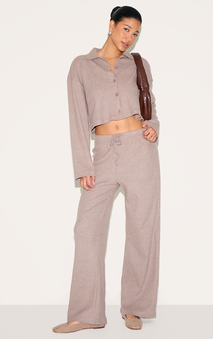 Mushroom Brushed Rib Button Up Shirt image 3