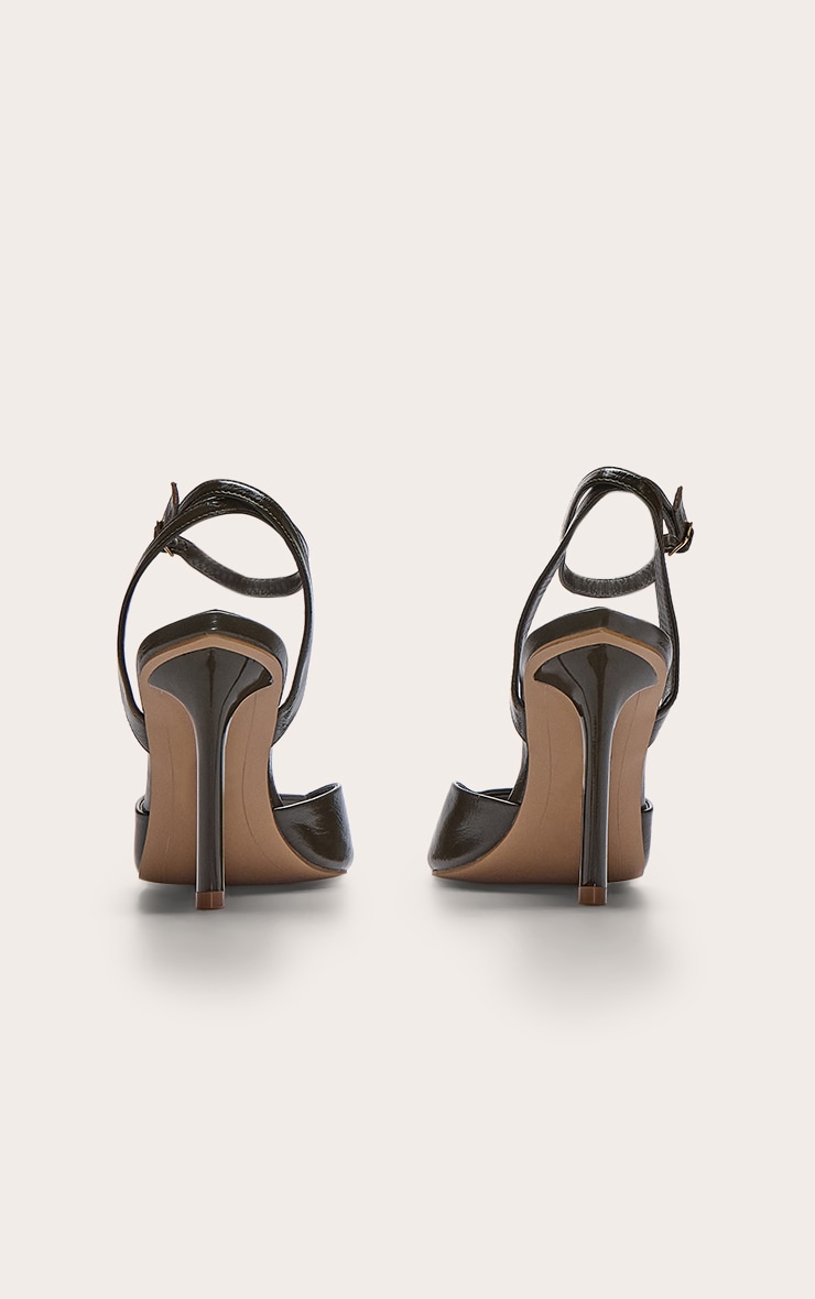 Olive Point Toe Vamp Strap High Stiletto Heeled Sandals image 4