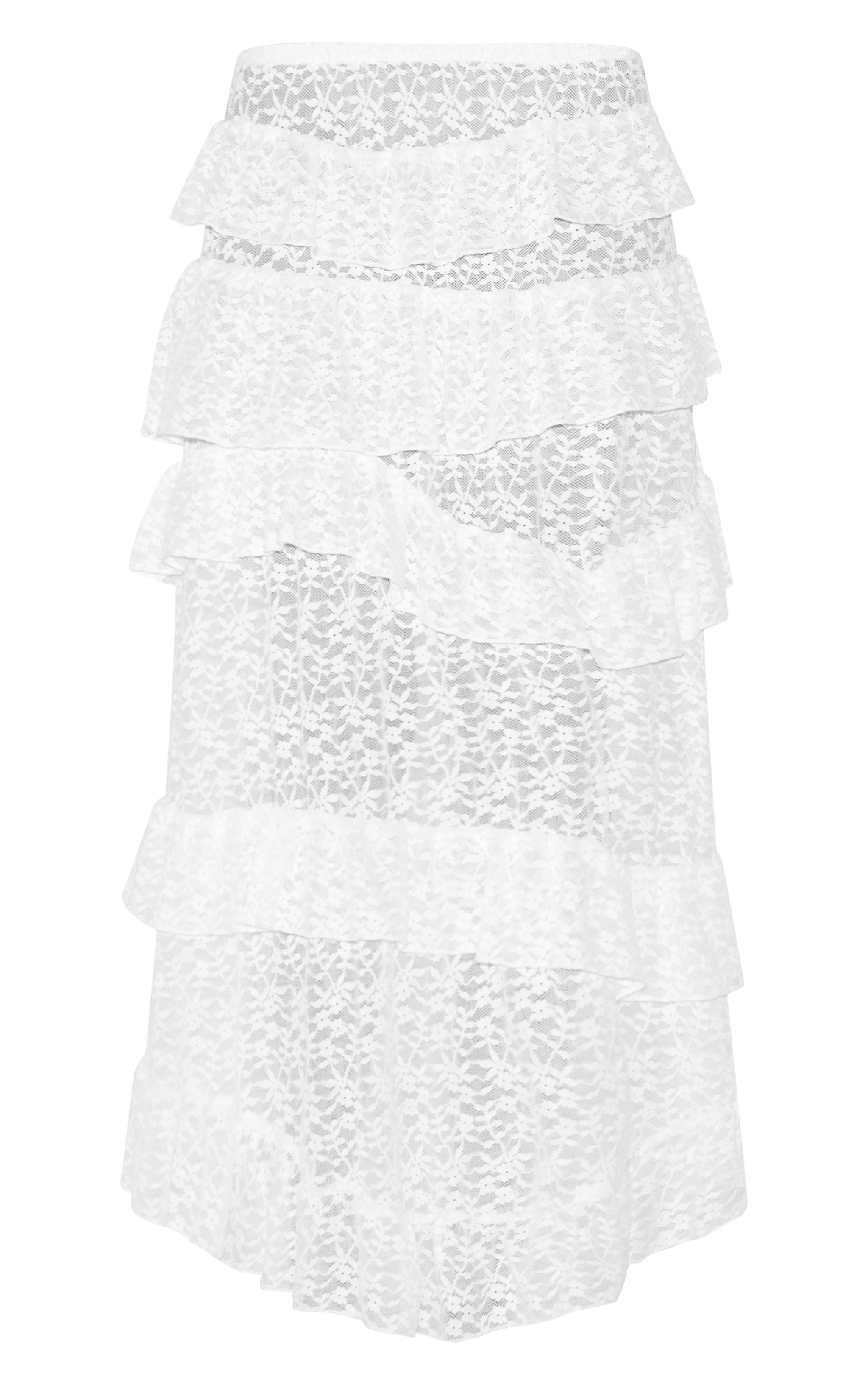 Jupe longue fluide en dentelle blanche à étages image 5