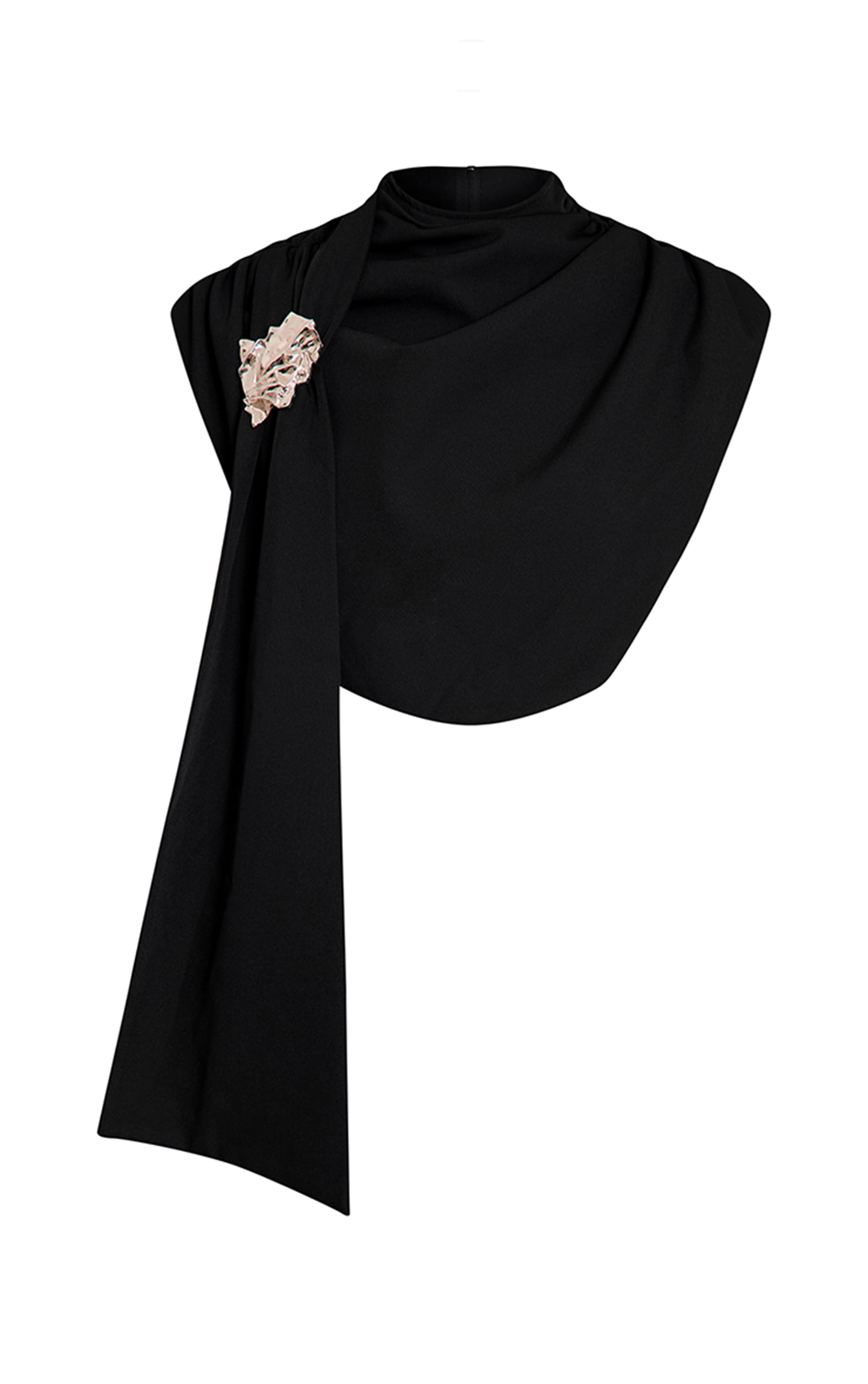 Crop top tissé deluxe noir à empiècement et détail drapé image 5