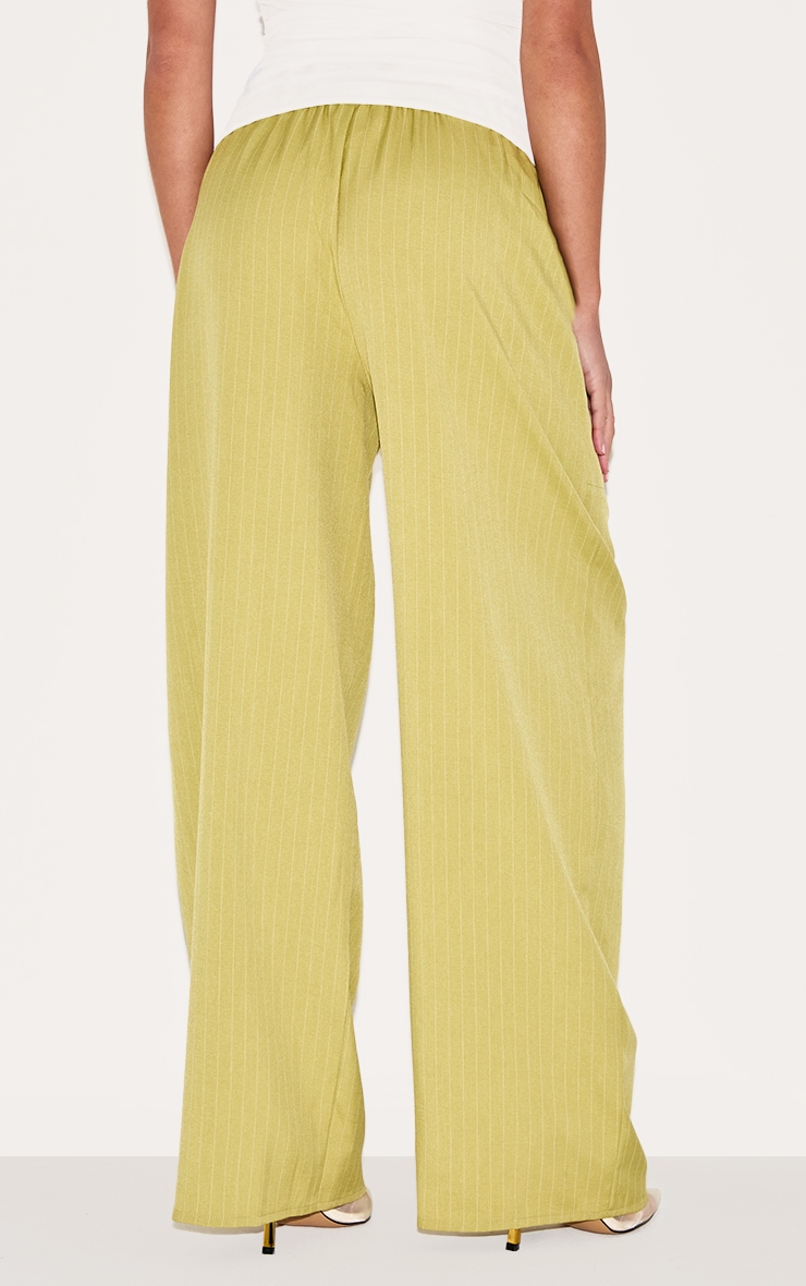 Sage Olive Pinstripe Woven Drawstring Low Rise Relaxed Pants image 3