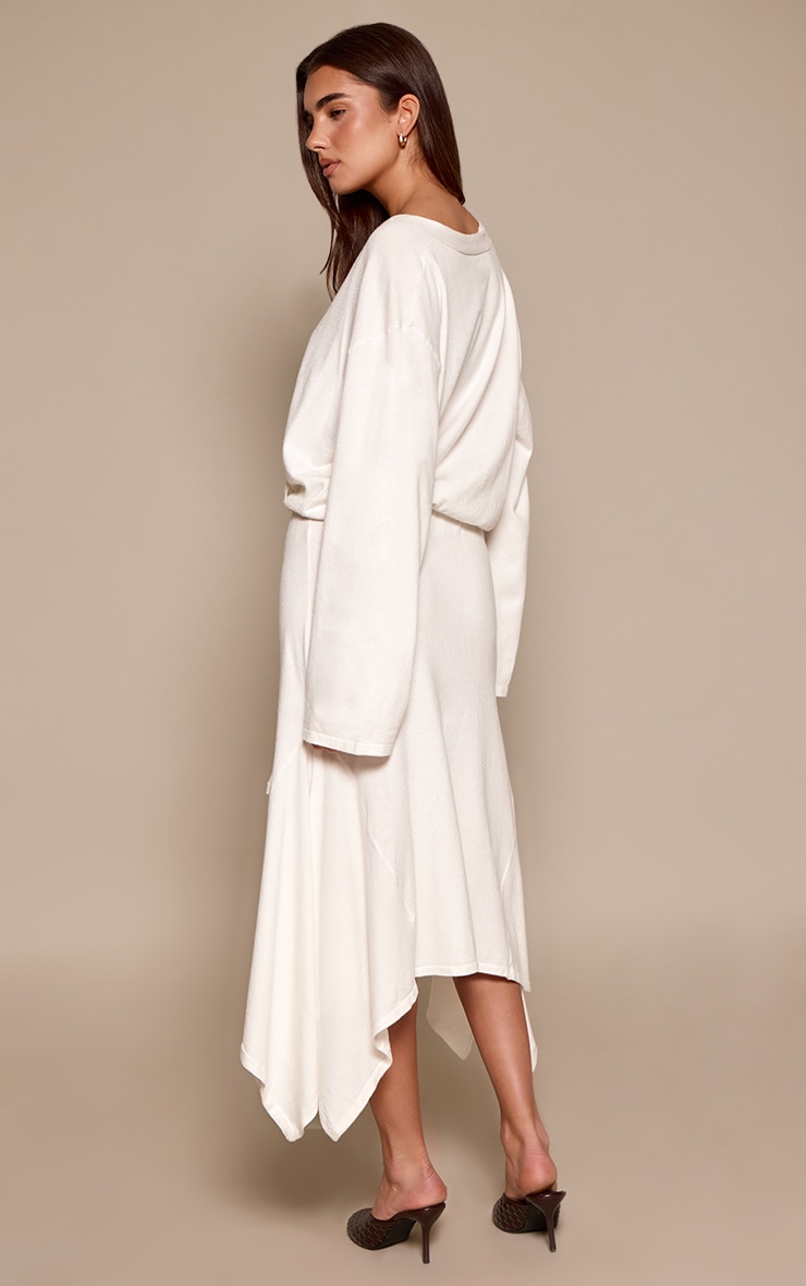 Jupe fluide en maille tricot crème à godet image 3