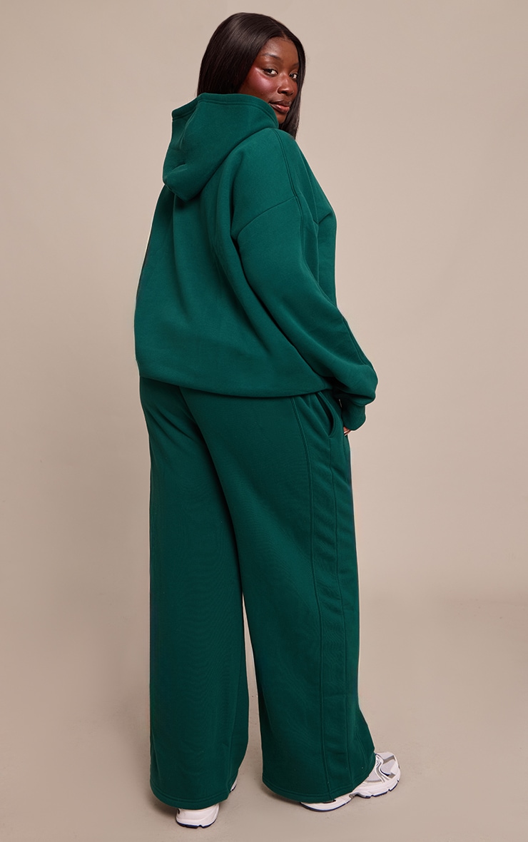 Plus Forest Green Sunday Reset Embroided Wide Leg Jogger image 3