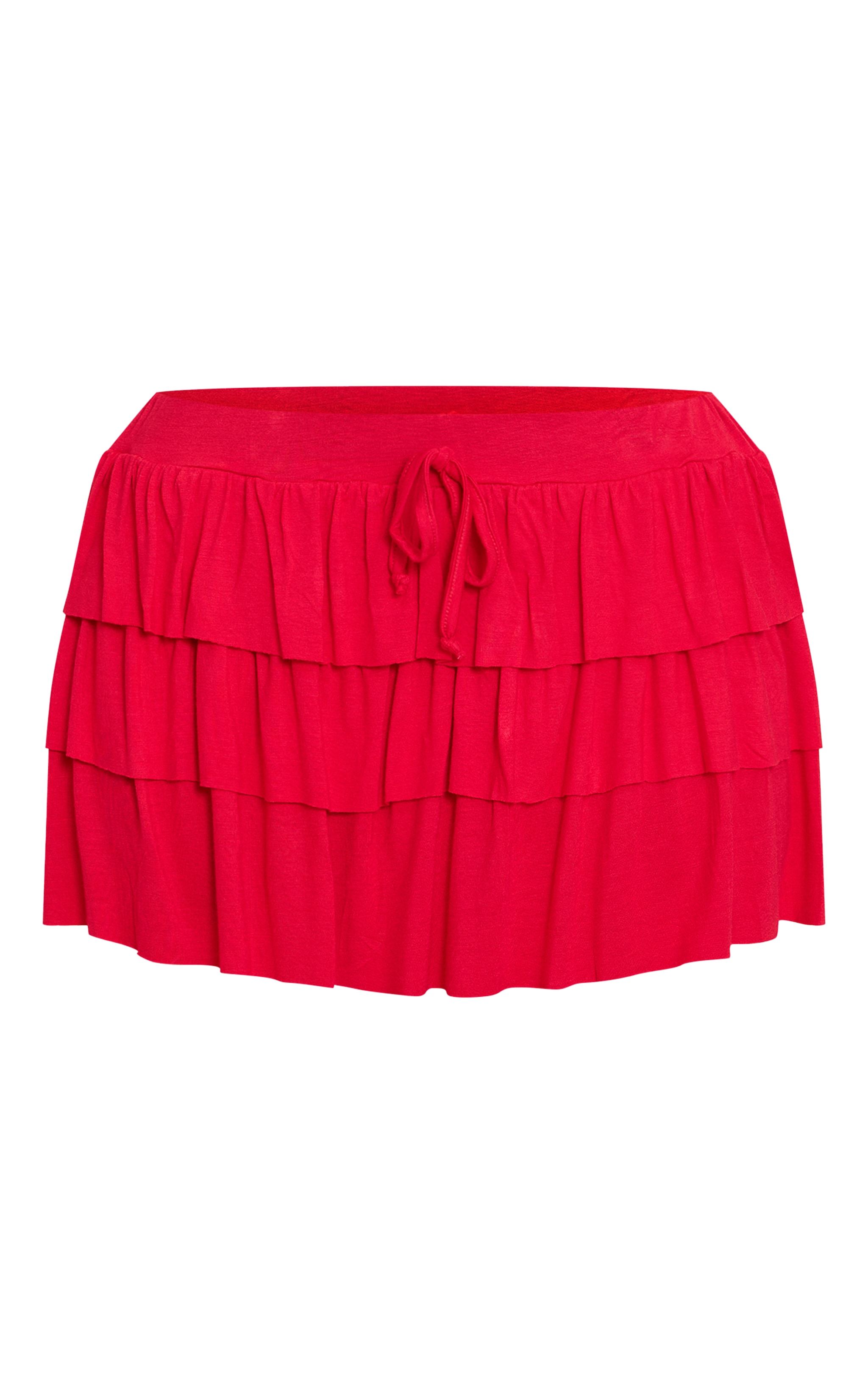 Red Layered Ruffle Micro Mini Skirt image 6