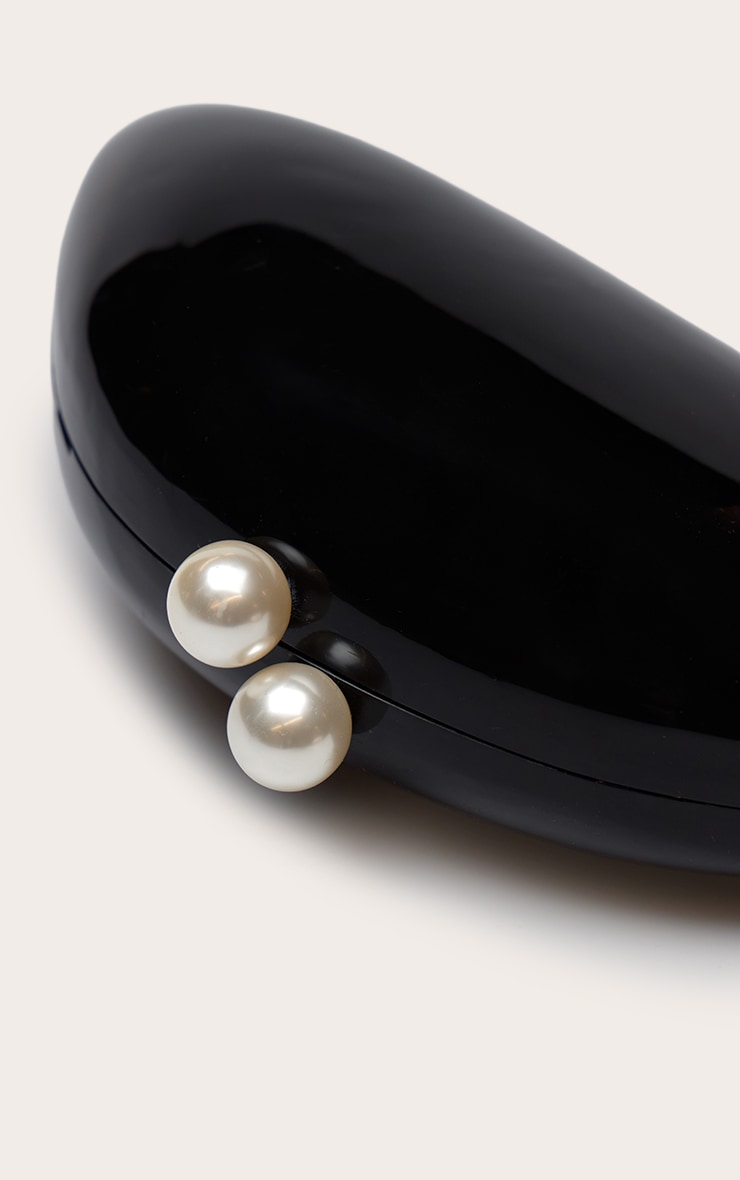 Black Pearl Metallic Pebble Hard Clutch Bag image 4
