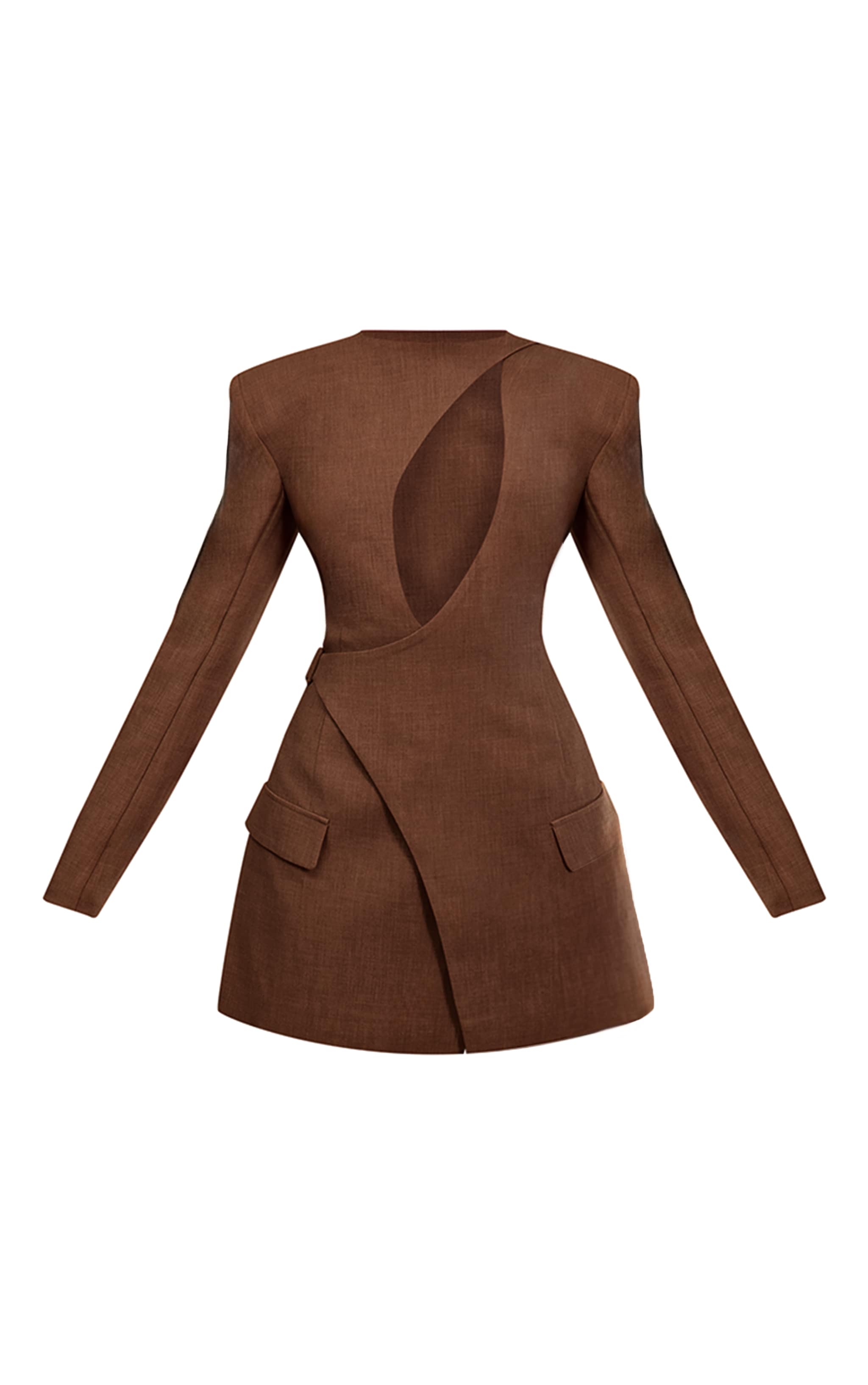 PLT Label Mocha Tailored Asymmetrical Cut Out Blazer Dress image 5