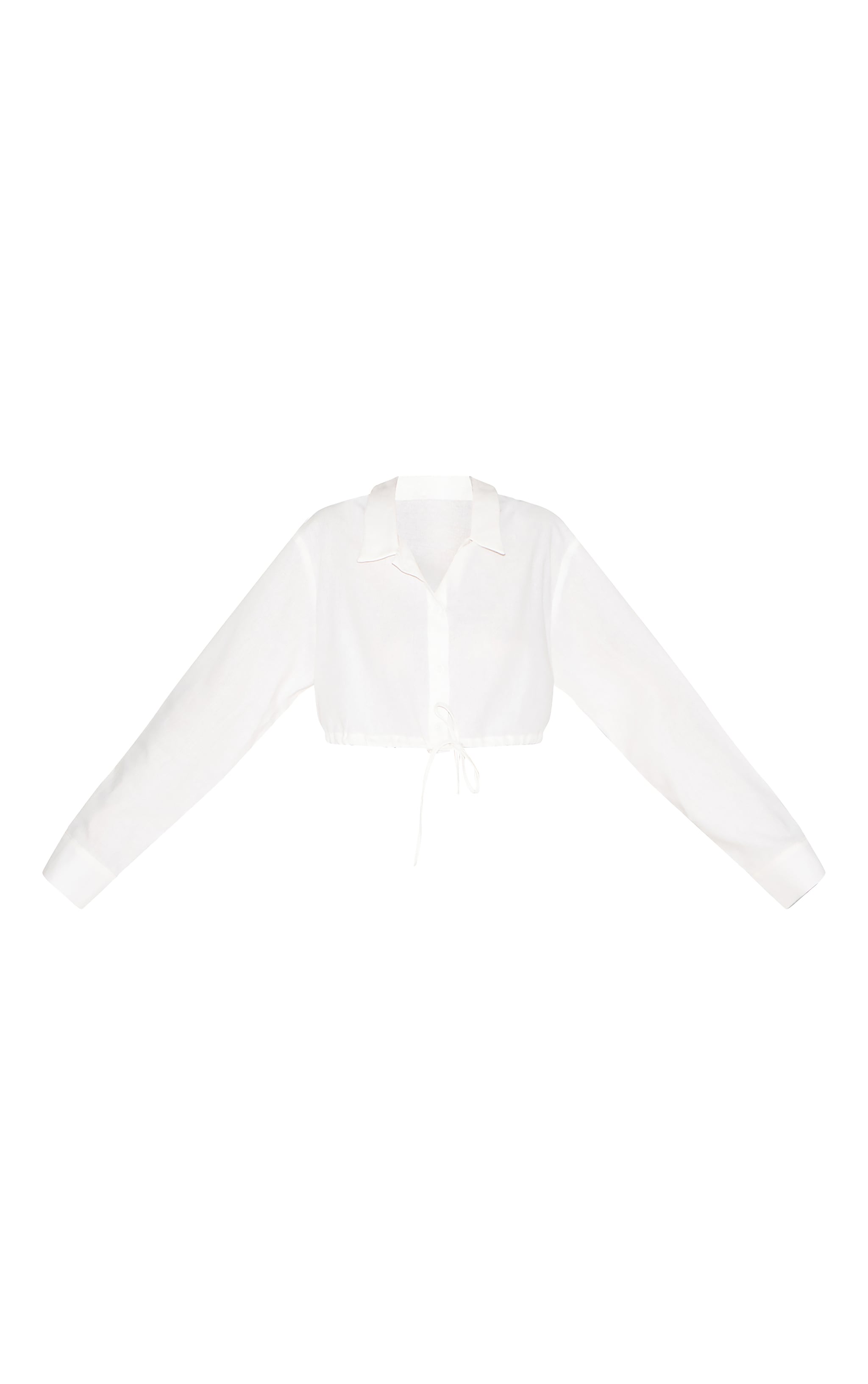 White Drawstring Cropped Shirt image 5